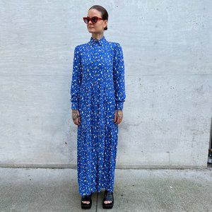 LIV THE LABEL/NWOT Women's Tiered Ankle Length Floral Button Down Dress M/L